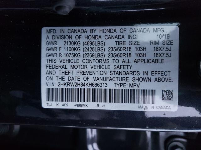 Photo 9 VIN: 2HKRW2H84KH666313 - HONDA CR-V EXL 