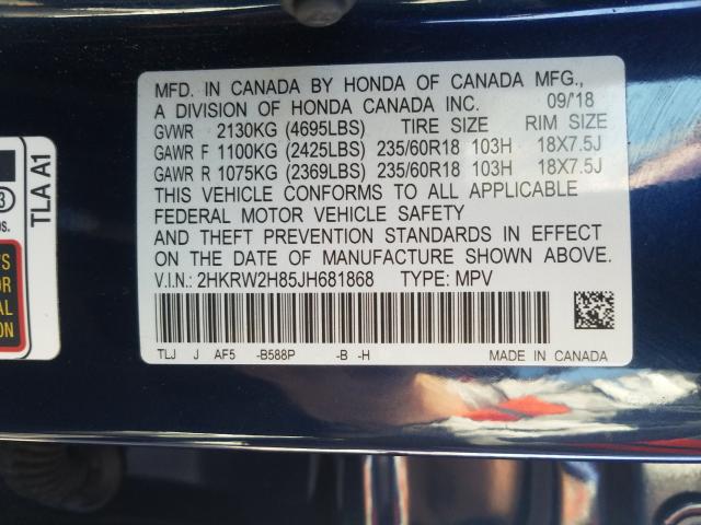 Photo 9 VIN: 2HKRW2H85JH681868 - HONDA CR-V EXL 