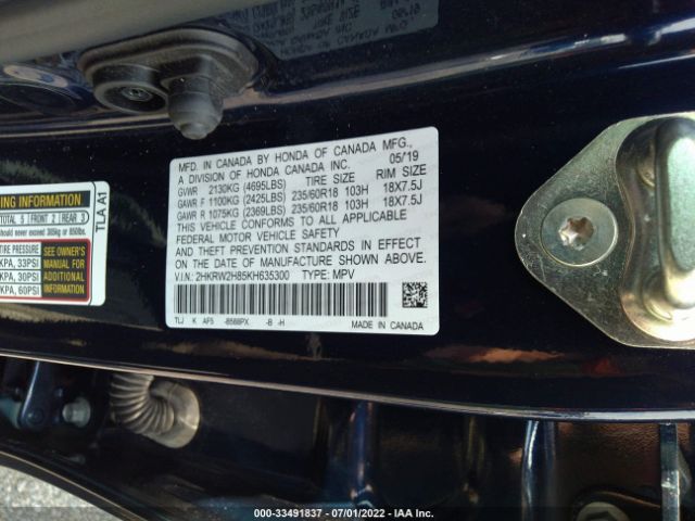 Photo 8 VIN: 2HKRW2H85KH635300 - HONDA CR-V 