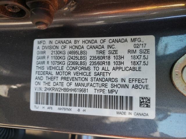 Photo 9 VIN: 2HKRW2H86HH619681 - HONDA CR-V EXL 