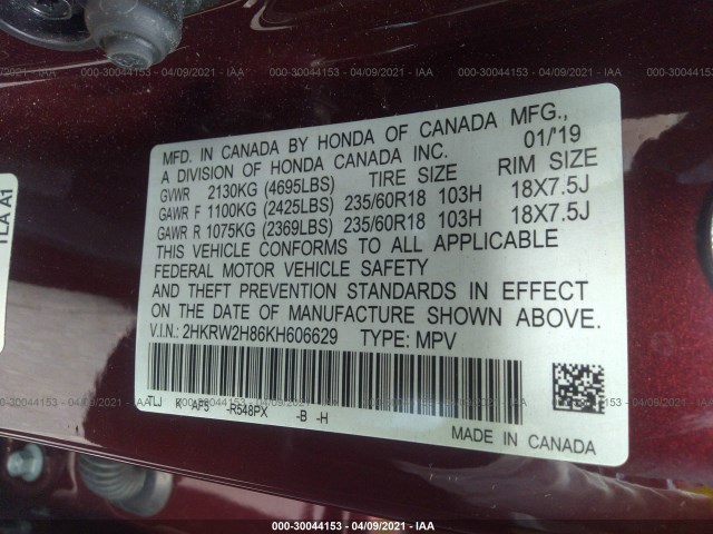 Photo 8 VIN: 2HKRW2H86KH606629 - HONDA CR-V 