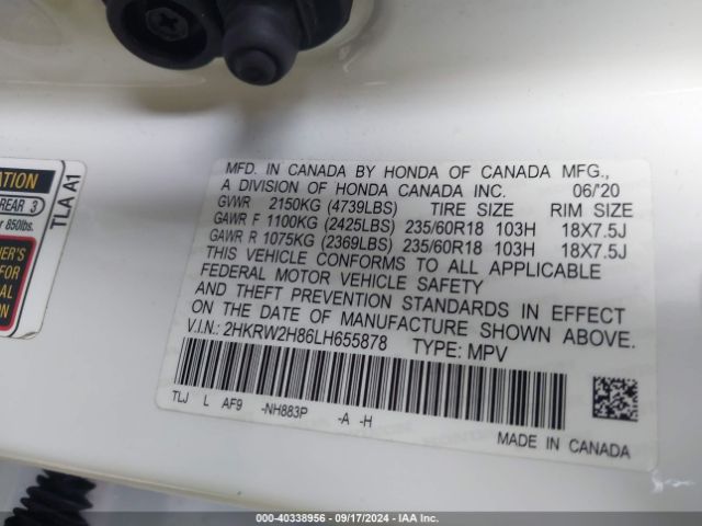 Photo 8 VIN: 2HKRW2H86LH655878 - HONDA CR-V 