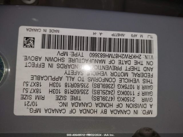 Photo 8 VIN: 2HKRW2H87MH683660 - HONDA CR-V 