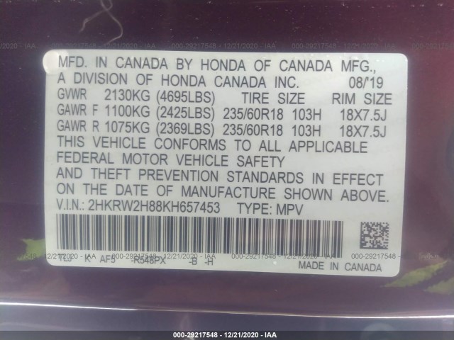 Photo 8 VIN: 2HKRW2H88KH657453 - HONDA CR-V 