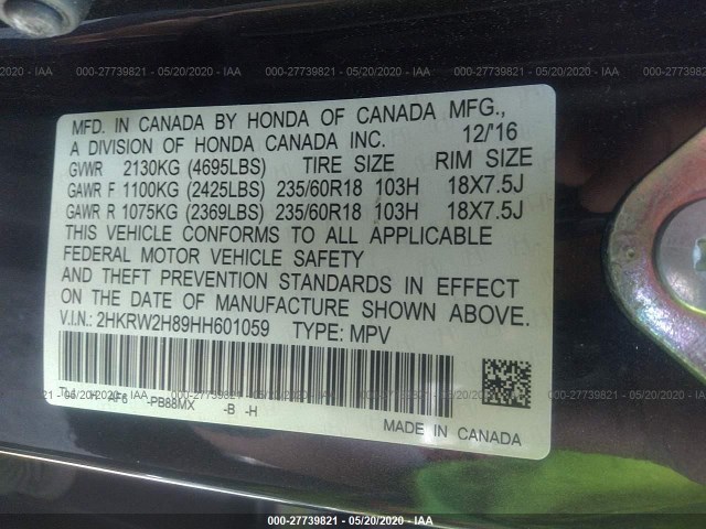 Photo 8 VIN: 2HKRW2H89HH601059 - HONDA CR-V 