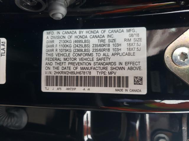 Photo 9 VIN: 2HKRW2H89JH678178 - HONDA CR-V EXL 