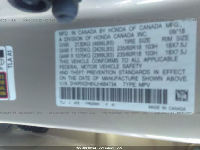 Photo 8 VIN: 2HKRW2H8XJH684734 - HONDA CR-V 