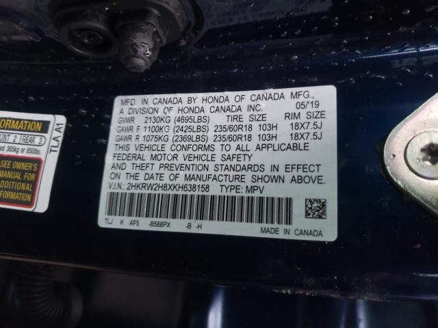 Photo 9 VIN: 2HKRW2H8XKH638158 - HONDA CR-V EXL 