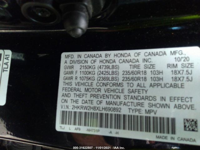 Photo 8 VIN: 2HKRW2H8XLH690892 - HONDA CR-V 