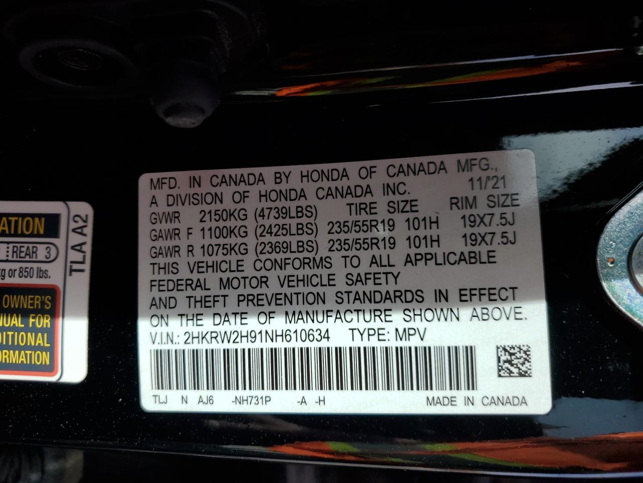 Photo 13 VIN: 2HKRW2H91NH610634 - HONDA CR-V 