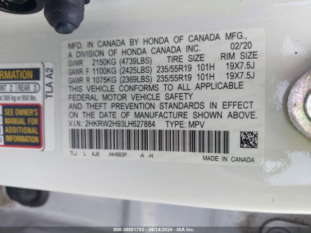 Photo 8 VIN: 2HKRW2H93LH627884 - HONDA CR-V 