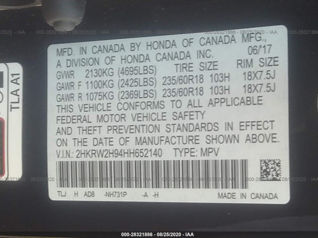 Photo 8 VIN: 2HKRW2H94HH652140 - HONDA CR-V 