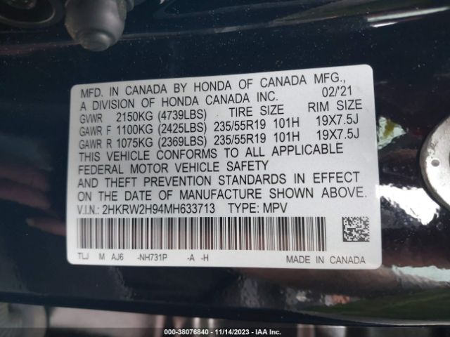 Photo 8 VIN: 2HKRW2H94MH633713 - HONDA CR-V 