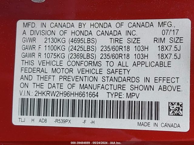 Photo 8 VIN: 2HKRW2H96HH661664 - HONDA CR-V 