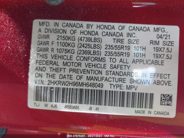 Photo 8 VIN: 2HKRW2H96MH648049 - HONDA CR-V 