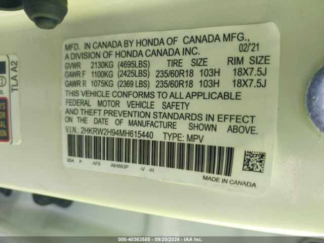 Photo 8 VIN: 2HKRW2H96NH657111 - HONDA CR-V 