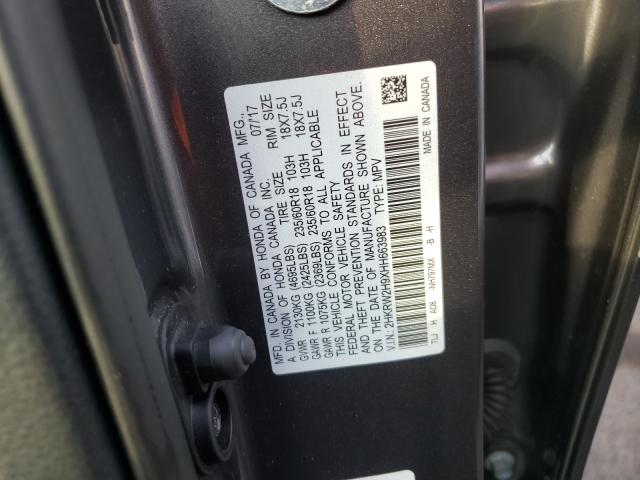 Photo 9 VIN: 2HKRW2H9XHH663983 - HONDA CR-V TOURI 