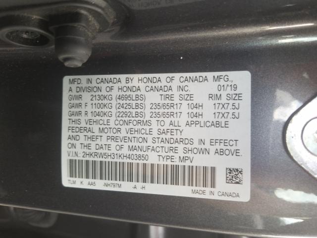 Photo 9 VIN: 2HKRW5H31KH403850 - HONDA CR-V LX 