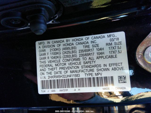 Photo 8 VIN: 2HKRW5H32JH411583 - HONDA CR-V 