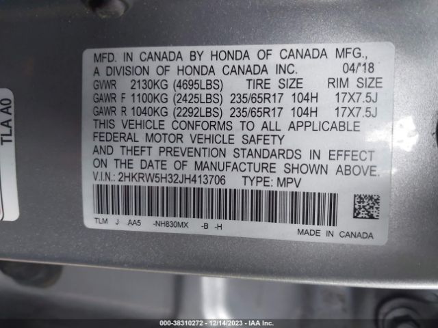 Photo 8 VIN: 2HKRW5H32JH413706 - HONDA CR-V 