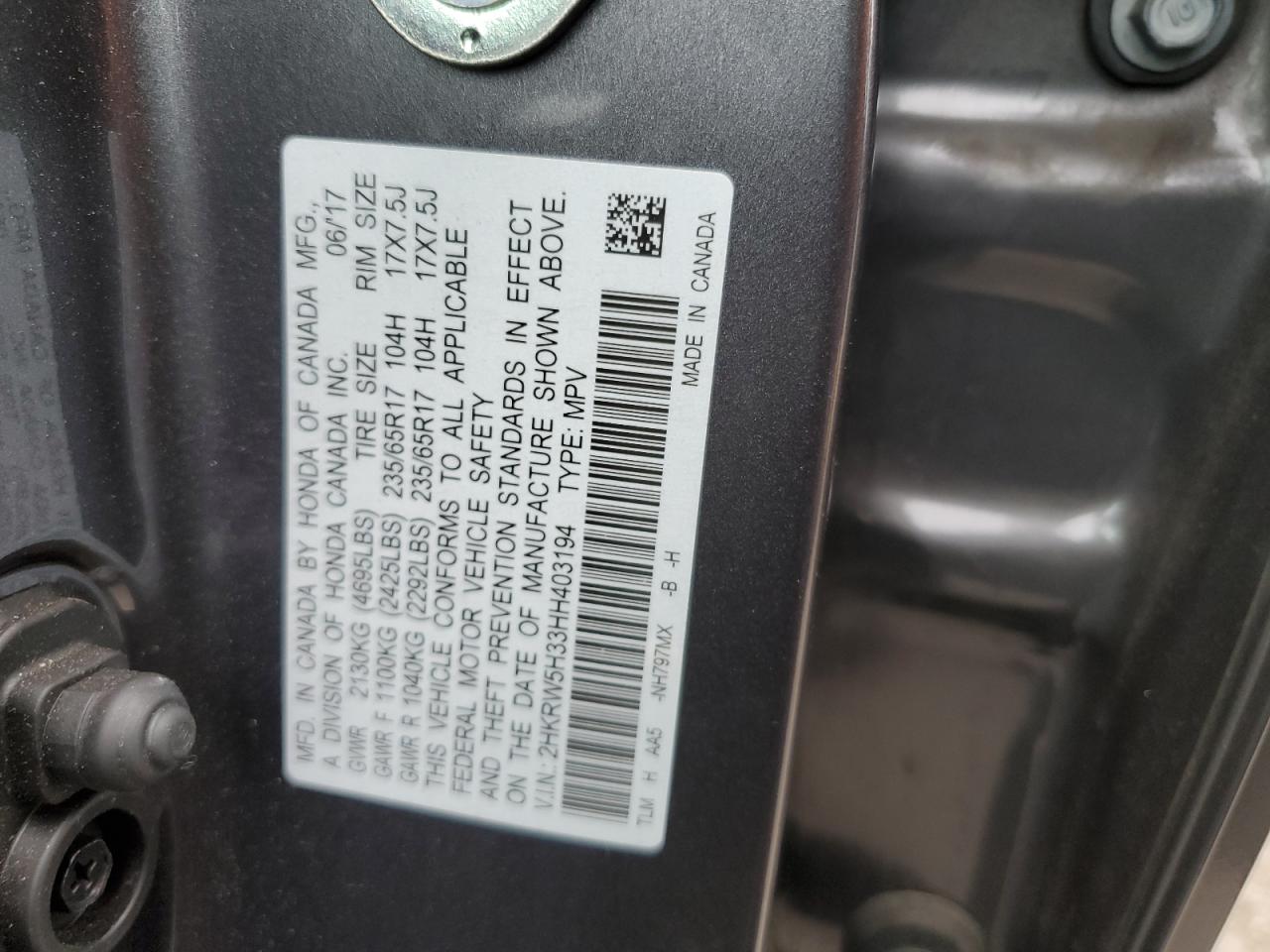 Photo 12 VIN: 2HKRW5H33HH403194 - HONDA CR-V 