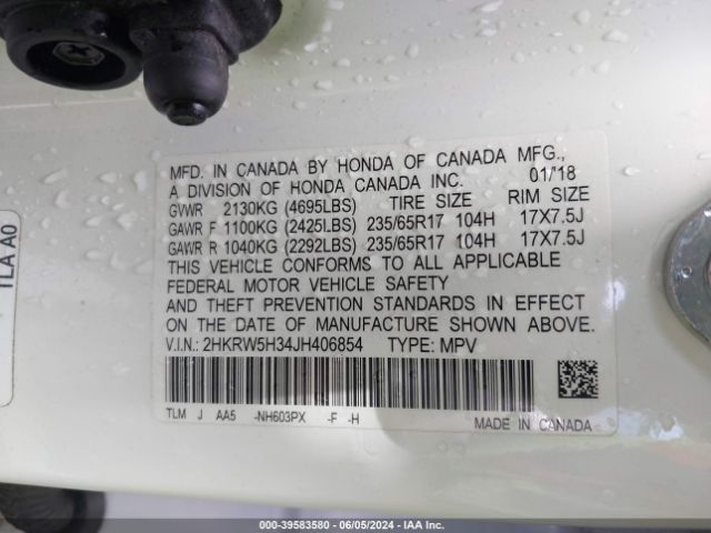 Photo 8 VIN: 2HKRW5H34JH406854 - HONDA CR-V 