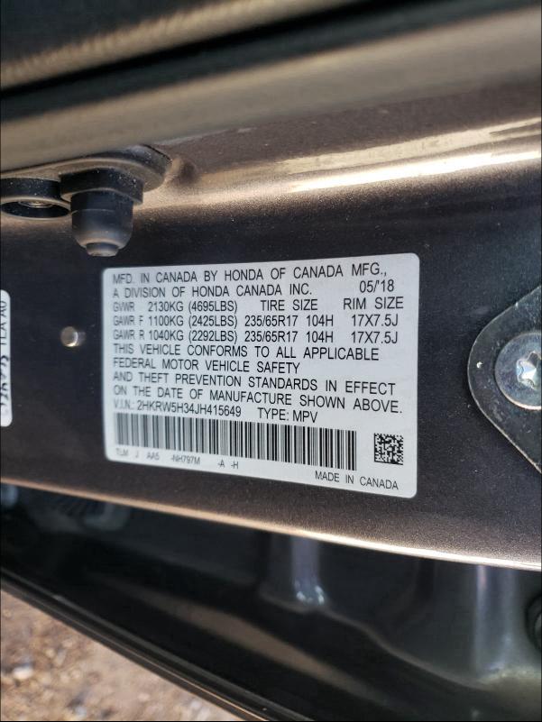 Photo 9 VIN: 2HKRW5H34JH415649 - HONDA CR-V LX 