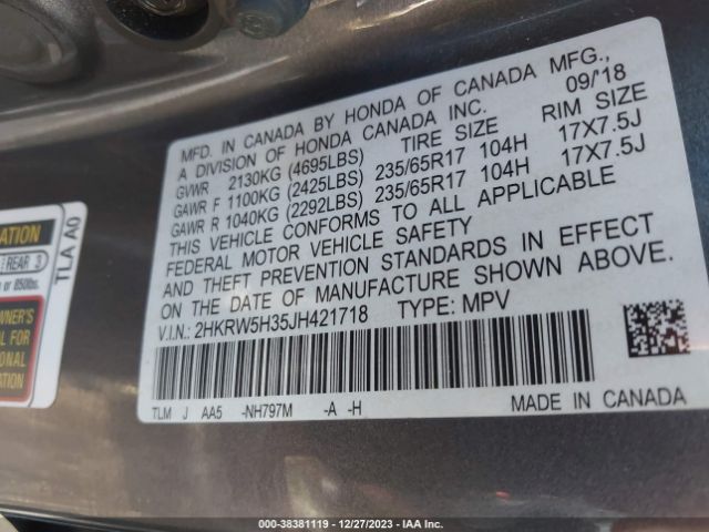 Photo 8 VIN: 2HKRW5H35JH421718 - HONDA CR-V 