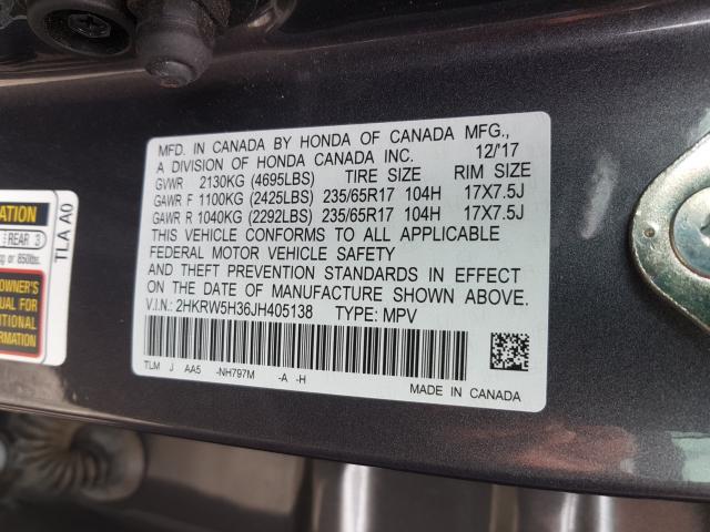 Photo 9 VIN: 2HKRW5H36JH405138 - HONDA CR-V LX 