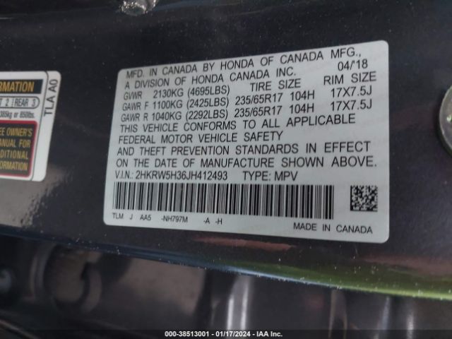 Photo 8 VIN: 2HKRW5H36JH412493 - HONDA CR-V 