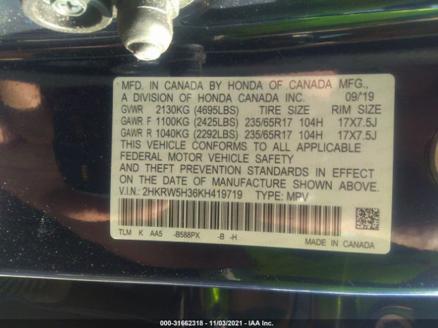 Photo 8 VIN: 2HKRW5H36KH419719 - HONDA CR-V 