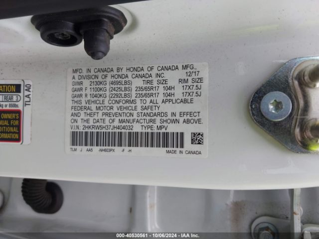 Photo 8 VIN: 2HKRW5H37JH404032 - HONDA CR-V 