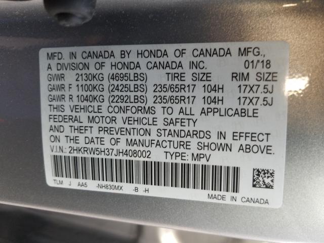 Photo 9 VIN: 2HKRW5H37JH408002 - HONDA CR-V LX 