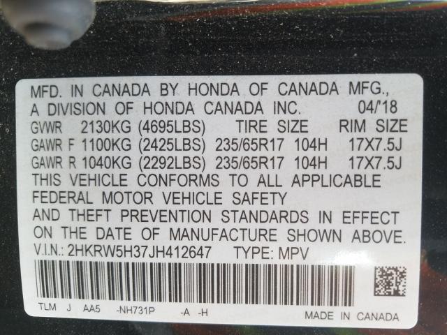 Photo 9 VIN: 2HKRW5H37JH412647 - HONDA CR-V LX 