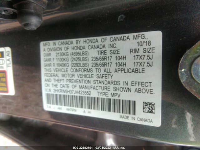 Photo 8 VIN: 2HKRW5H37JH423552 - HONDA CR-V 