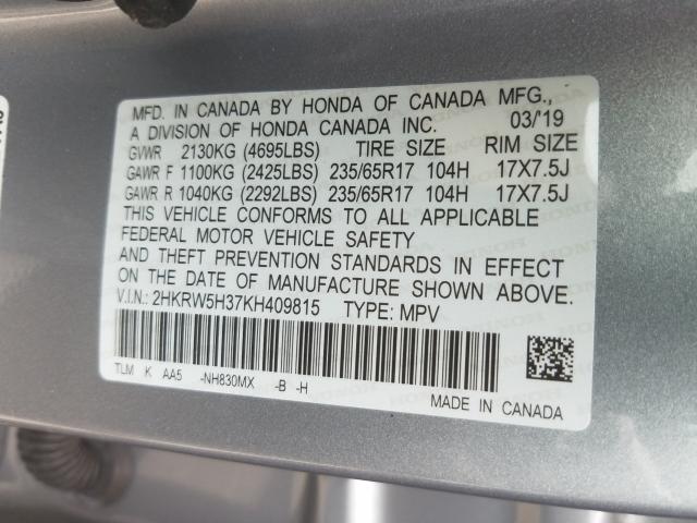 Photo 9 VIN: 2HKRW5H37KH409815 - HONDA CR-V 