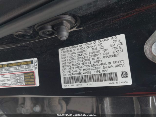 Photo 8 VIN: 2HKRW5H38KH408303 - HONDA CR-V 