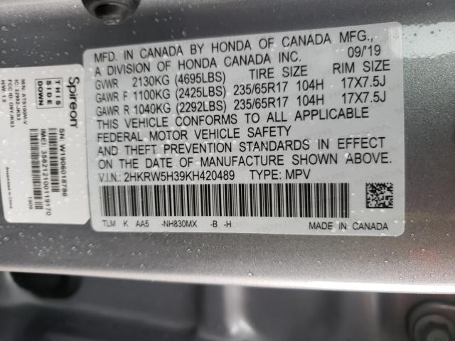 Photo 9 VIN: 2HKRW5H39KH420489 - HONDA CR-V LX 