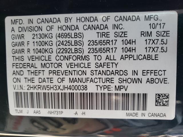 Photo 9 VIN: 2HKRW5H3XJH400038 - HONDA CR-V LX 