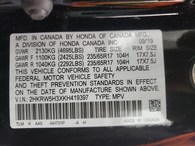 Photo 9 VIN: 2HKRW5H3XKH419397 - HONDA CR-V LX 