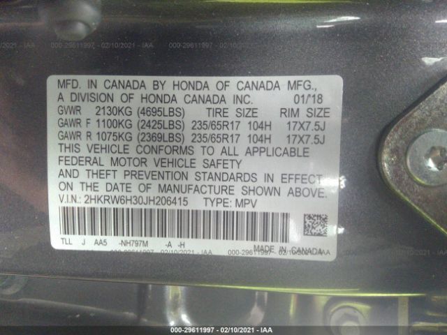 Photo 8 VIN: 2HKRW6H30JH206415 - HONDA CR-V 