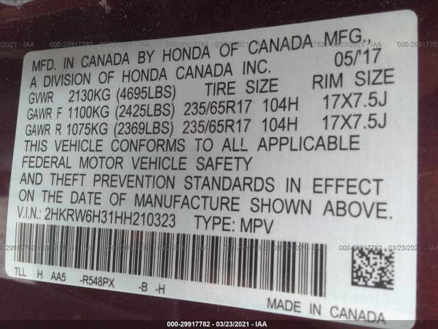 Photo 8 VIN: 2HKRW6H31HH210323 - HONDA CR-V 