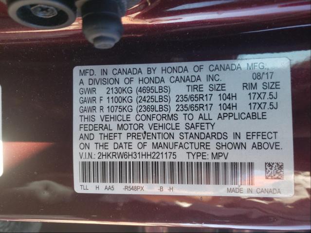 Photo 9 VIN: 2HKRW6H31HH221175 - HONDA CR-V LX 