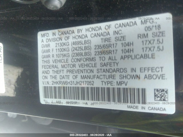 Photo 8 VIN: 2HKRW6H31JH217052 - HONDA CR-V 