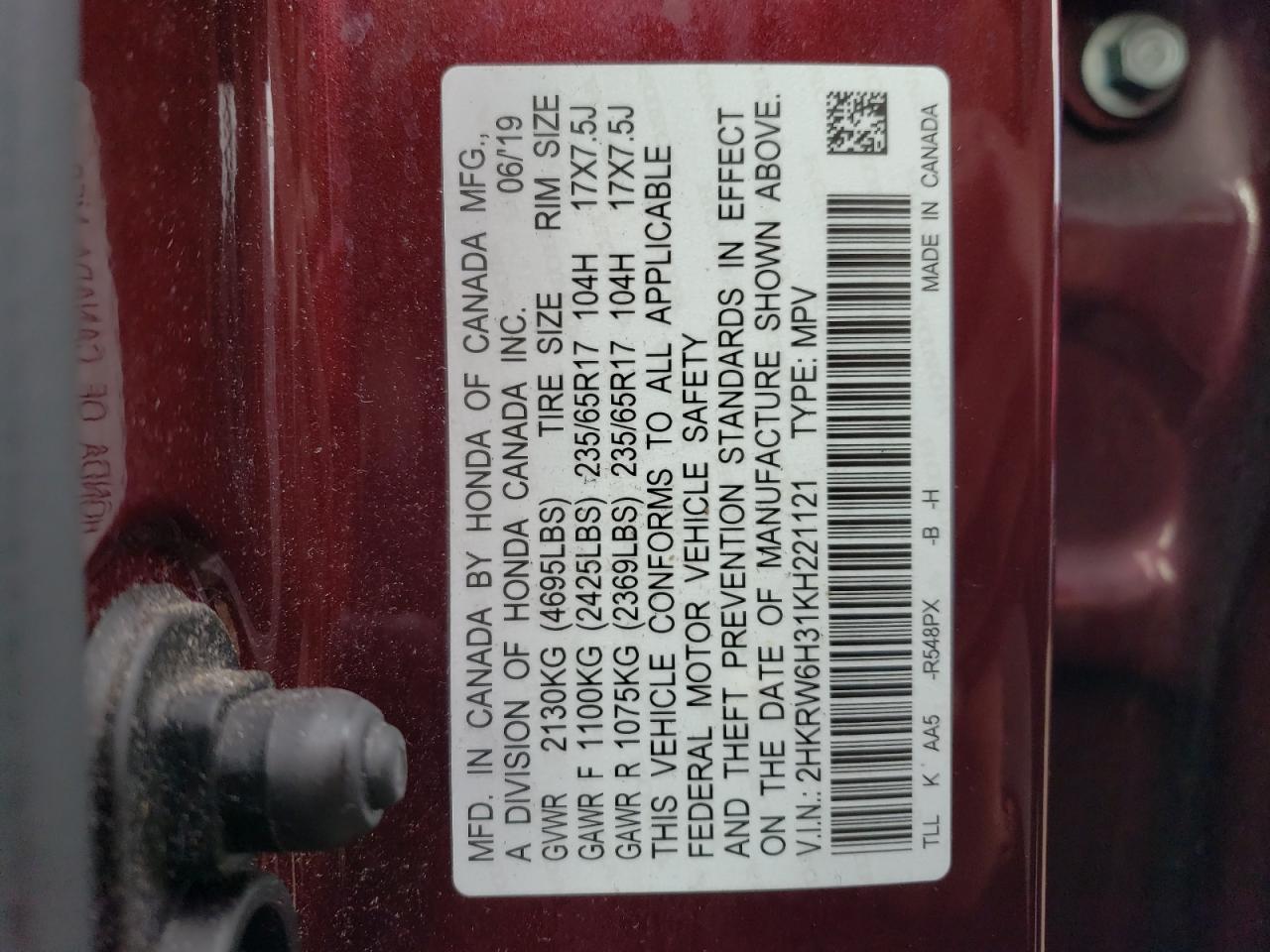 Photo 12 VIN: 2HKRW6H31KH221121 - HONDA CR-V 