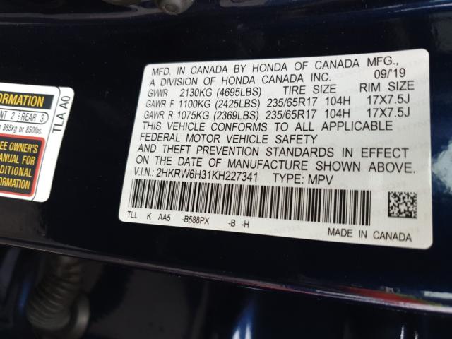 Photo 9 VIN: 2HKRW6H31KH227341 - HONDA CR-V LX 