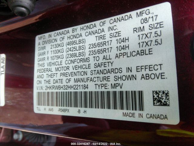 Photo 8 VIN: 2HKRW6H32HH221184 - HONDA CR-V 