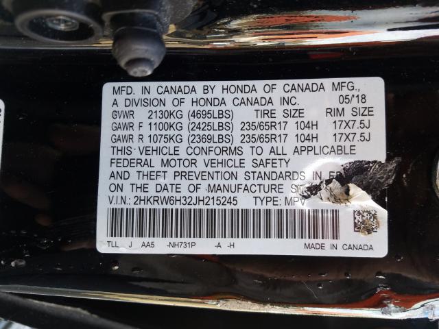 Photo 9 VIN: 2HKRW6H32JH215245 - HONDA CR-V LX 