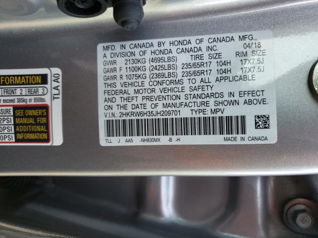 Photo 9 VIN: 2HKRW6H35JH209701 - HONDA CR-V LX 