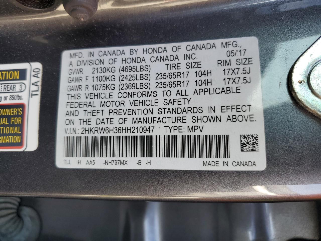 Photo 13 VIN: 2HKRW6H36HH210947 - HONDA CR-V 